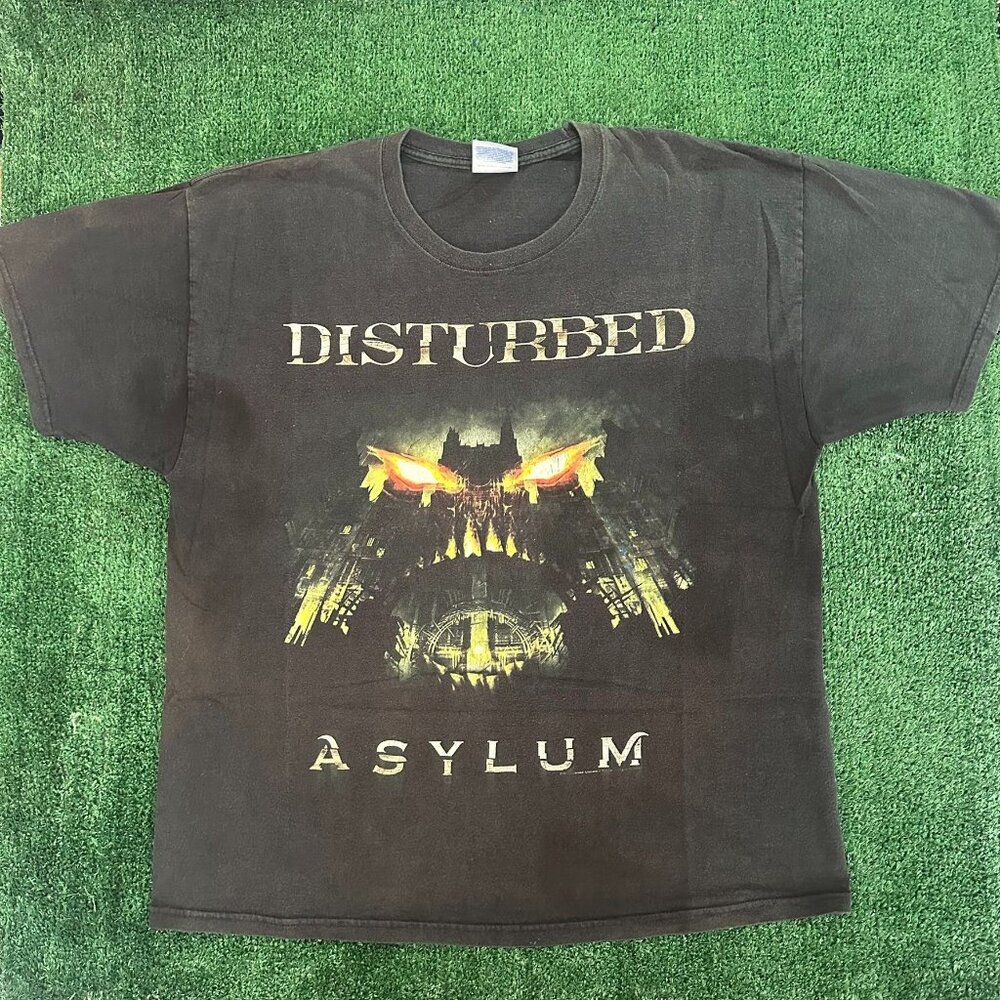 Vintage Y2K Disturbed Asylum Tour The Guy T-Shirt Black XL Heavy Metal Band Tee